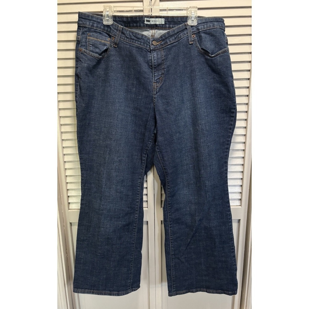 Levis‎ 580 Bootcut Dark Denim Jeans High Rise Size 35x30 Logo Pockets Zip